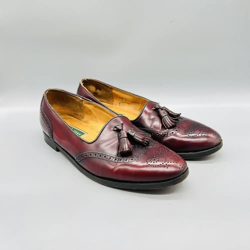 Cole Haan Shoes Mens 10.5 Brown Leather Tassel Loafers Vintage Dress Made USA